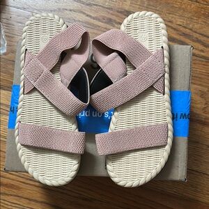 Pink and Cream Cross-Strap Sandals for Everyday Comfort